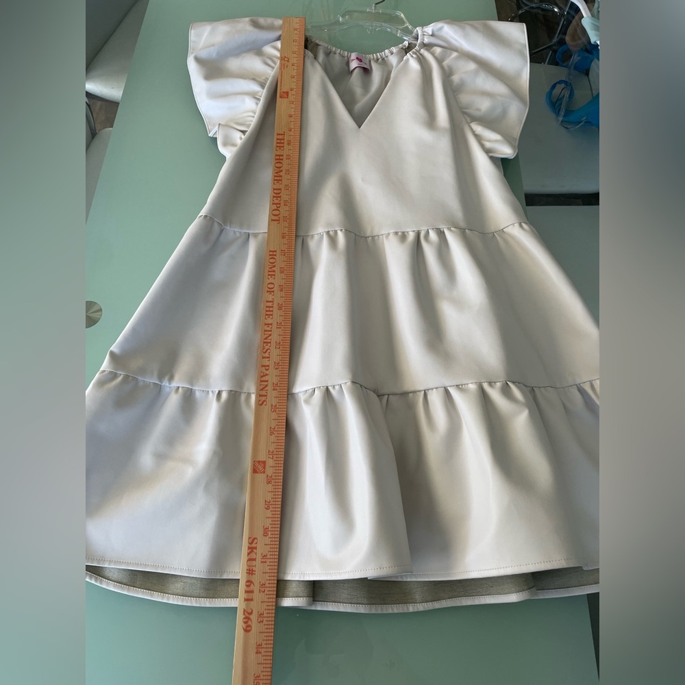 Buddy Love Ronnie White Ruffle Mini Dress Faux Leather Cream Solid NWOT - Picture 7 of 7